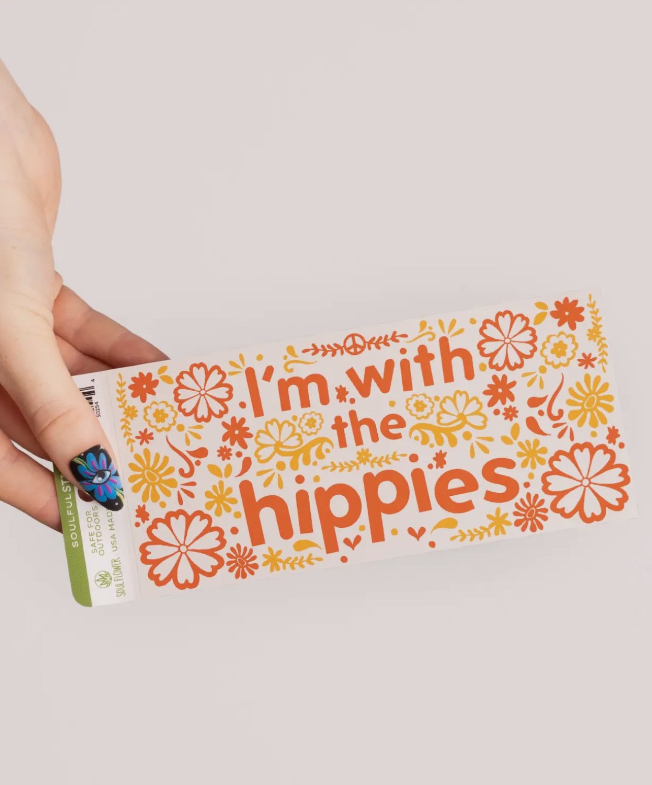 ”I’m with the hippies” bildekal
