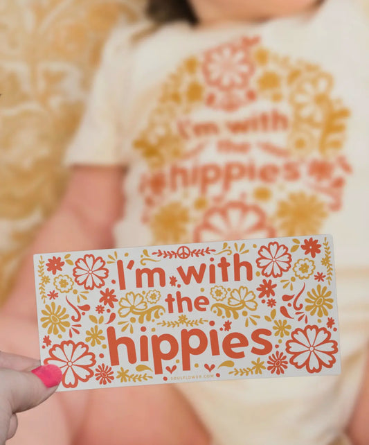 ”I’m with the hippies” bildekal