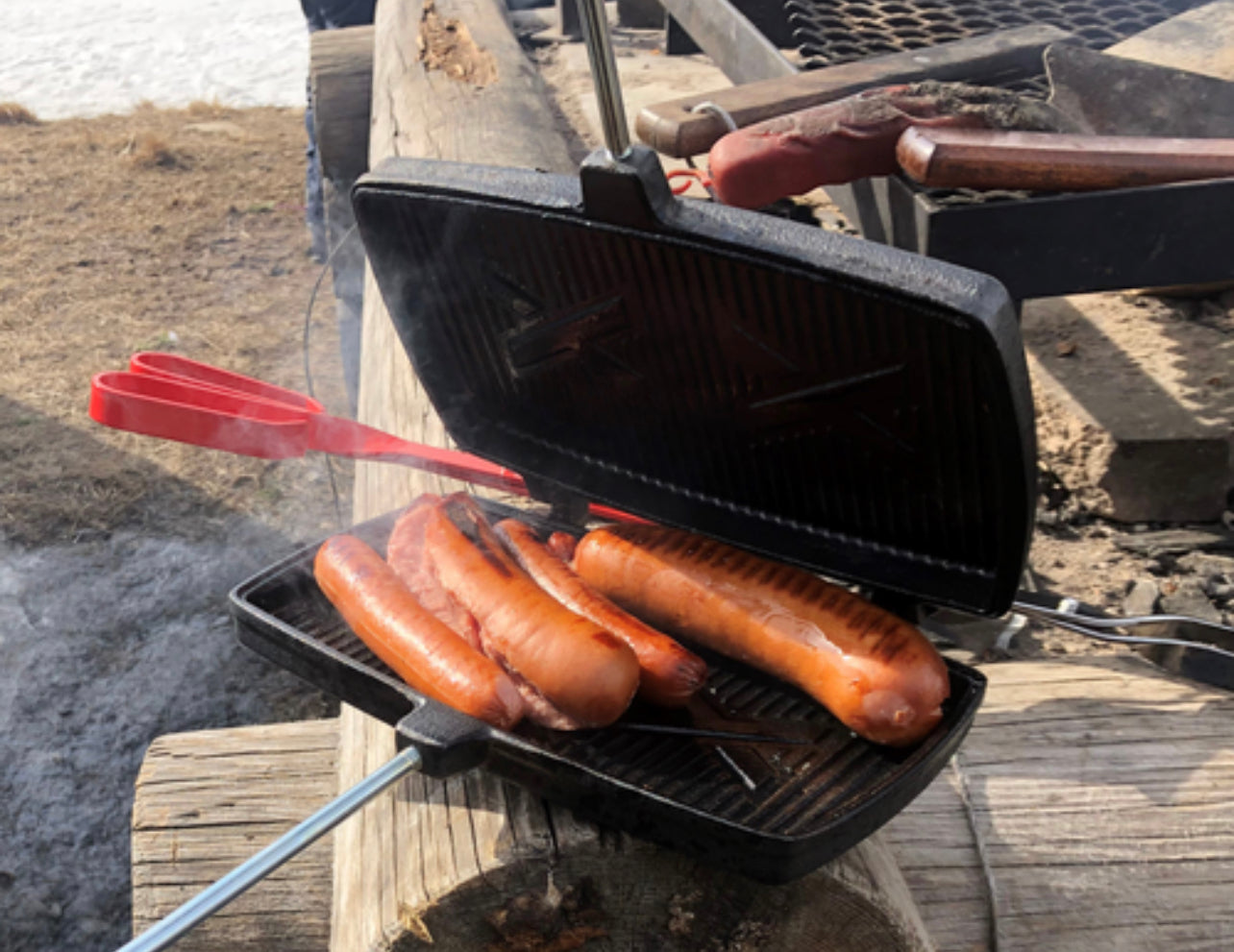 Grilljärn i gjutjärn dubbel