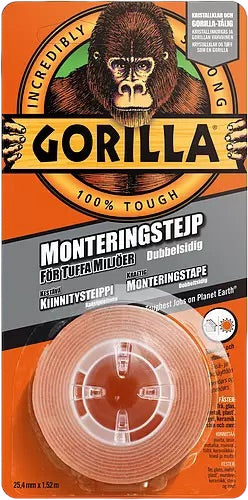 Gorilla monteringstejp 1,52 x 25,4 mm